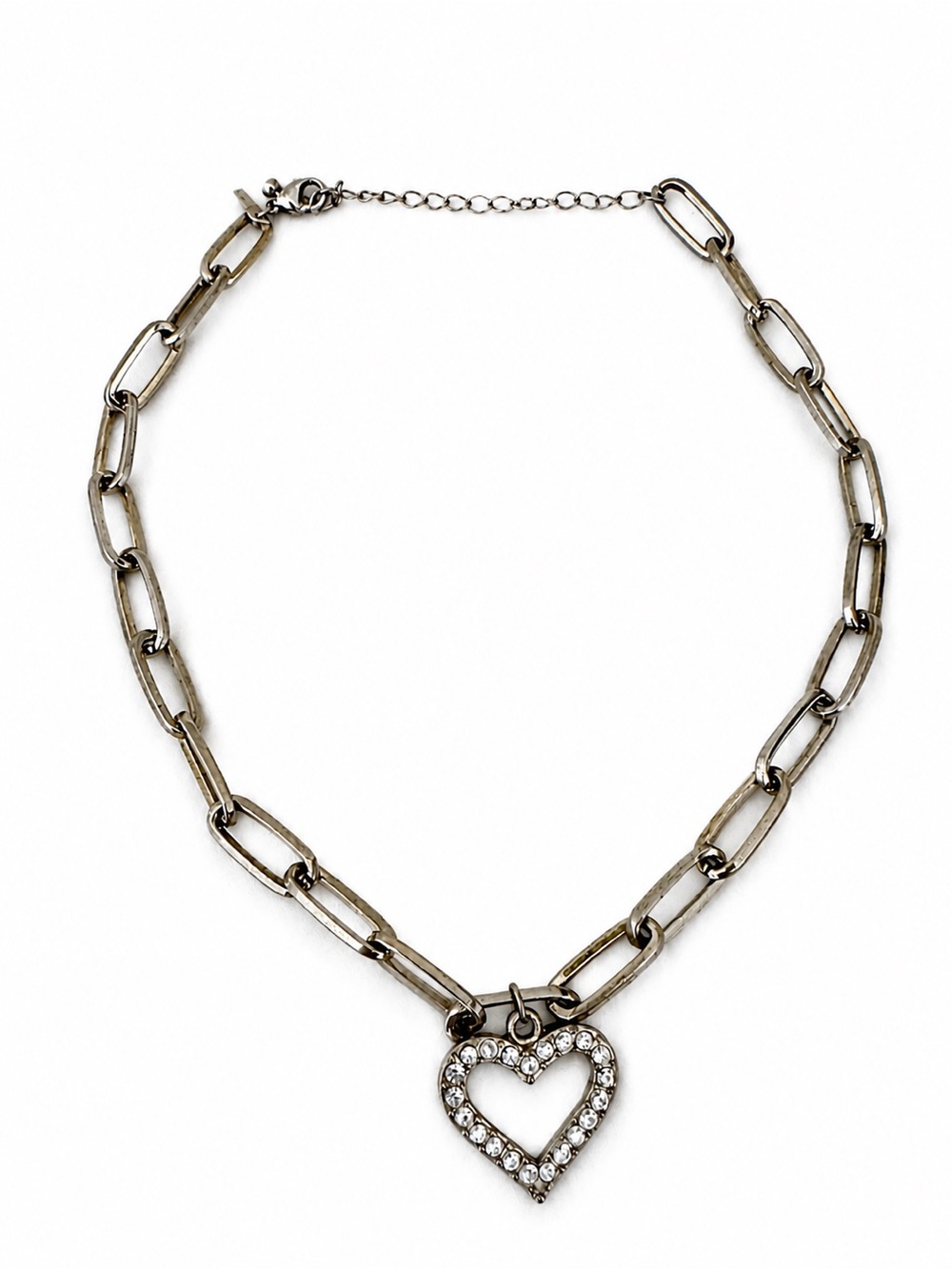 Heart necklace, paper clip choker